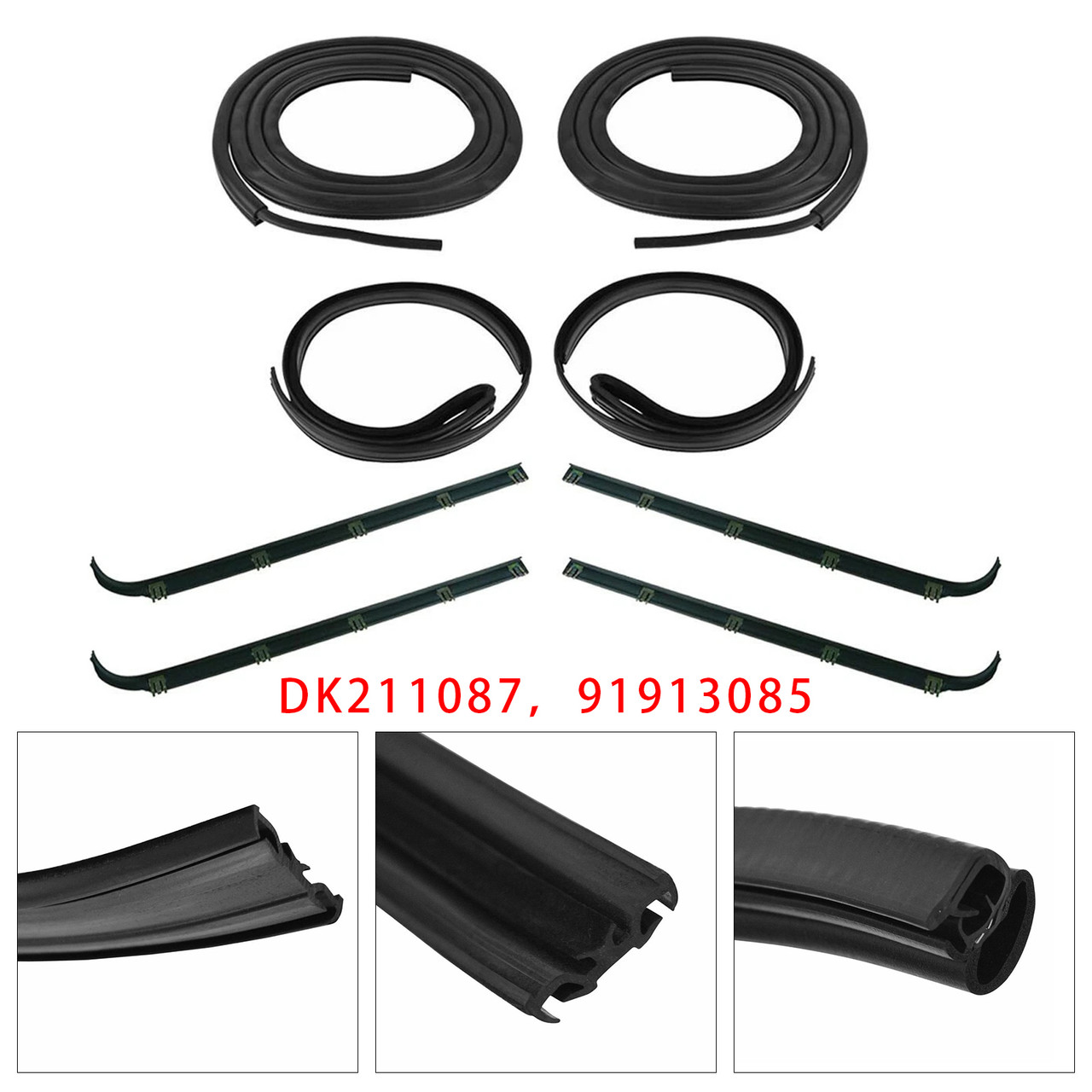 1987-1996 Ford F150 Truck Front Door Weatherstrip Seal Kit DK211087 91913085 Generic