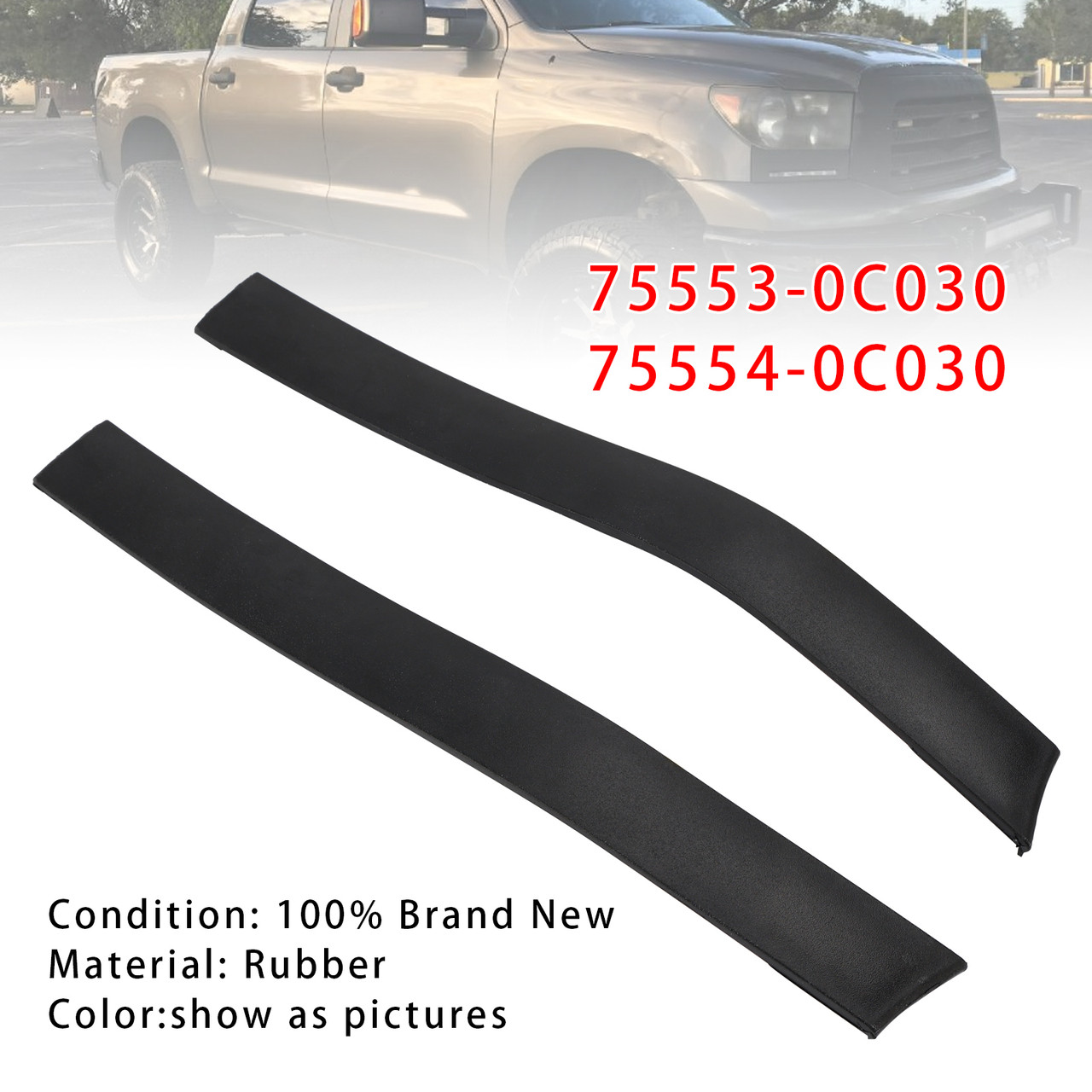 2007-2021 Toyota Tundra Crewmax 4 Full Doors Roof Drip Molding Rear Left & Right 75553-0C030 75554-0C030 Generic