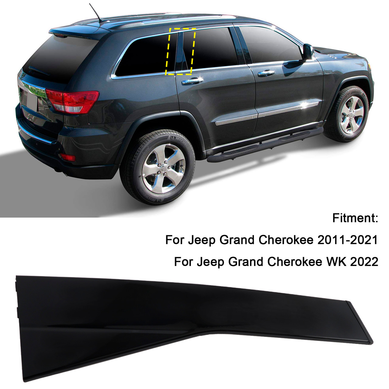 2011-2022 Jeep Grand Cherokee/ WK Exterior Right Side C Pillar Applique 57010449 Generic