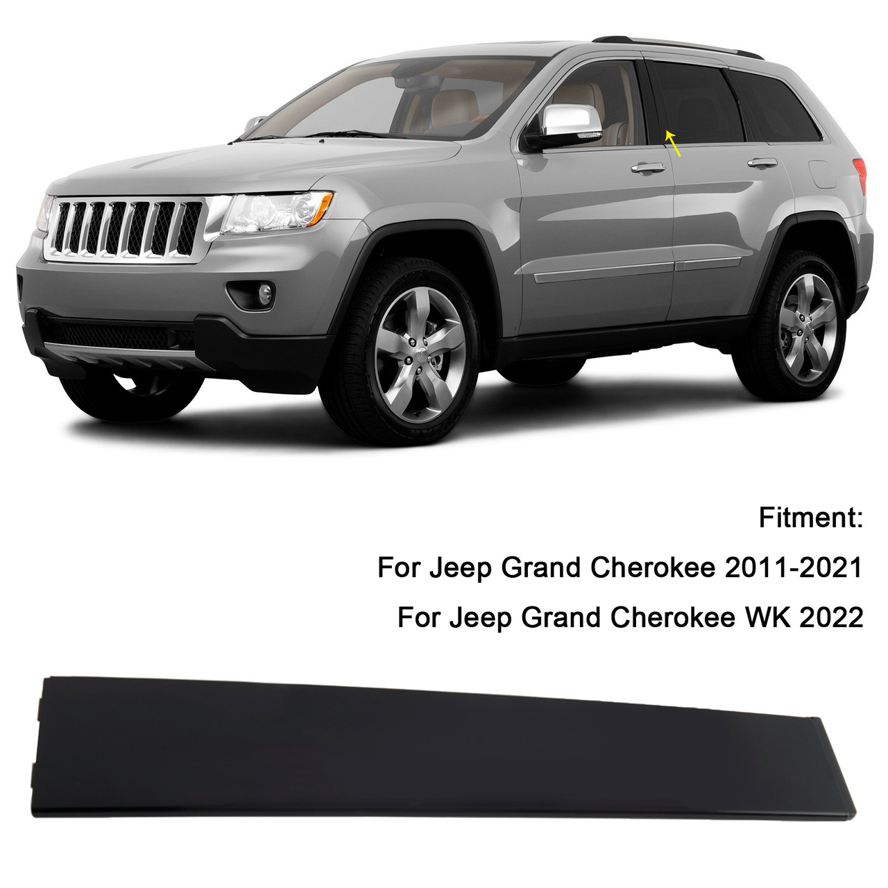 2011-2022 Jeep Grand Cherokee/ WK Left Rear Door Pillar Window Trim Applique B 57010447 Generic