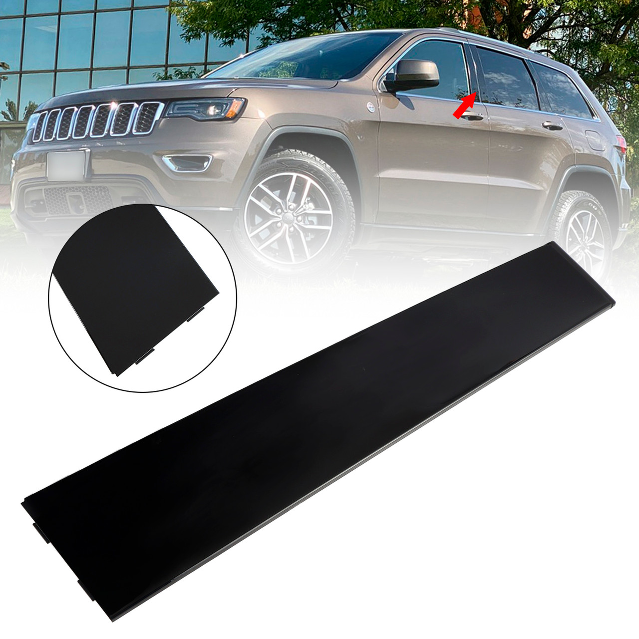 2011-2022 Jeep Grand Cherokee/ WK Left Front Door Pillar Window Trim Applique B 57010445 Generic