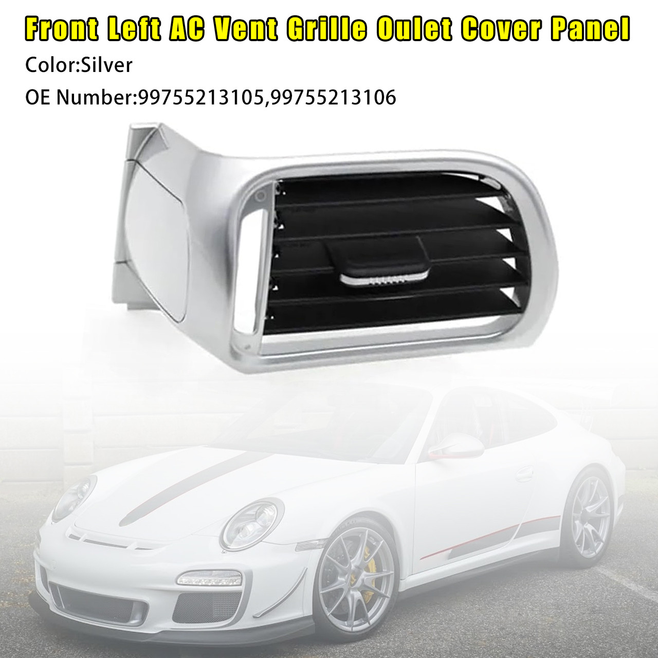 2004-2012 Porsche Carrea Targa GT2 GT3 997 Front Left+Right Central AC Vent Grille Oulet Cover Panel Silver Generic