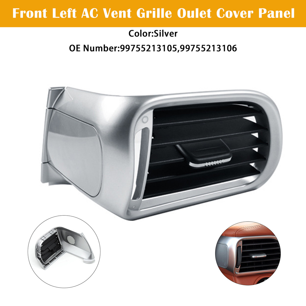 2004-2012 Porsche Carrea Targa GT2 GT3 997 Front Left AC Vent Grille Oulet Cover Panel Silver Generic