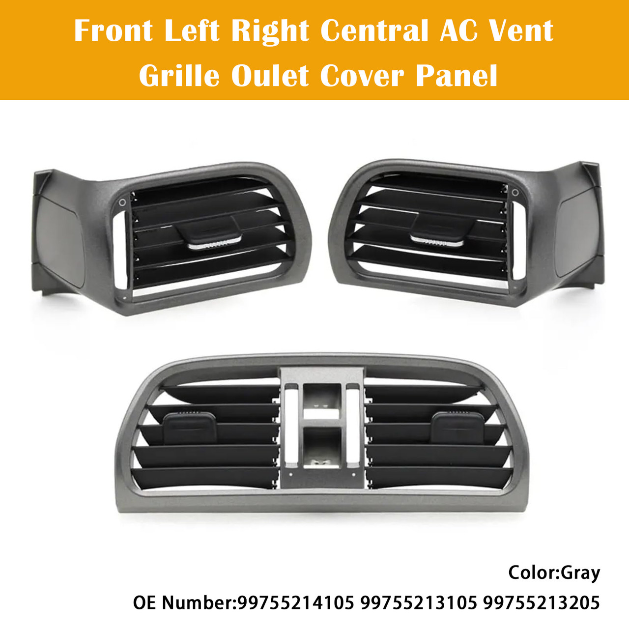 2004-2012 Porsche Carrea Targa GT2 GT3 997 Front Left Right Central AC Vent Grille Oulet Cover Panel Gray 99755214105 Generic