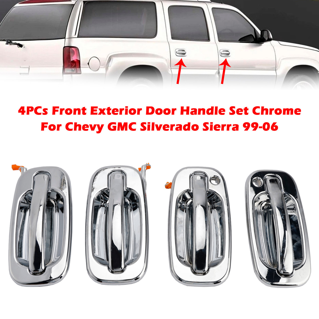 2002-2006 Cadillac Escalade ESV EXT 4PCs Front Exterior Door Handle Set Chrome 15745149 Generic