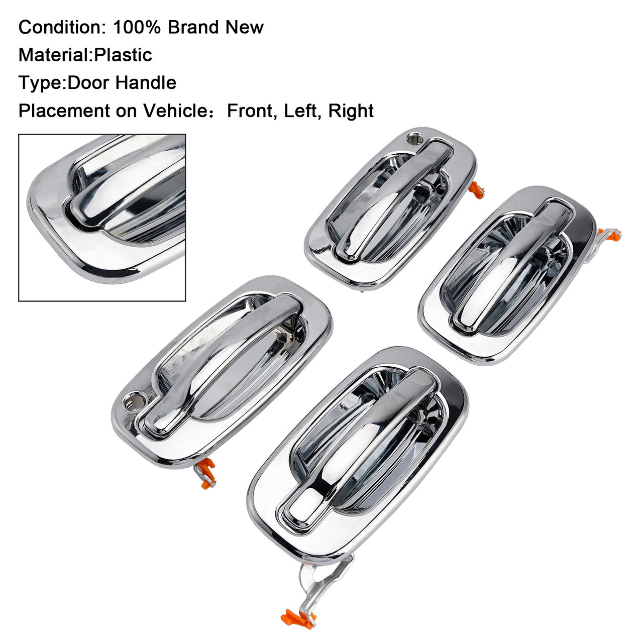 2001-2007 Chevrolet Silverado 1500 2500 3500 4PCs Front Exterior Door Handle Set Chrome 15745149 Generic