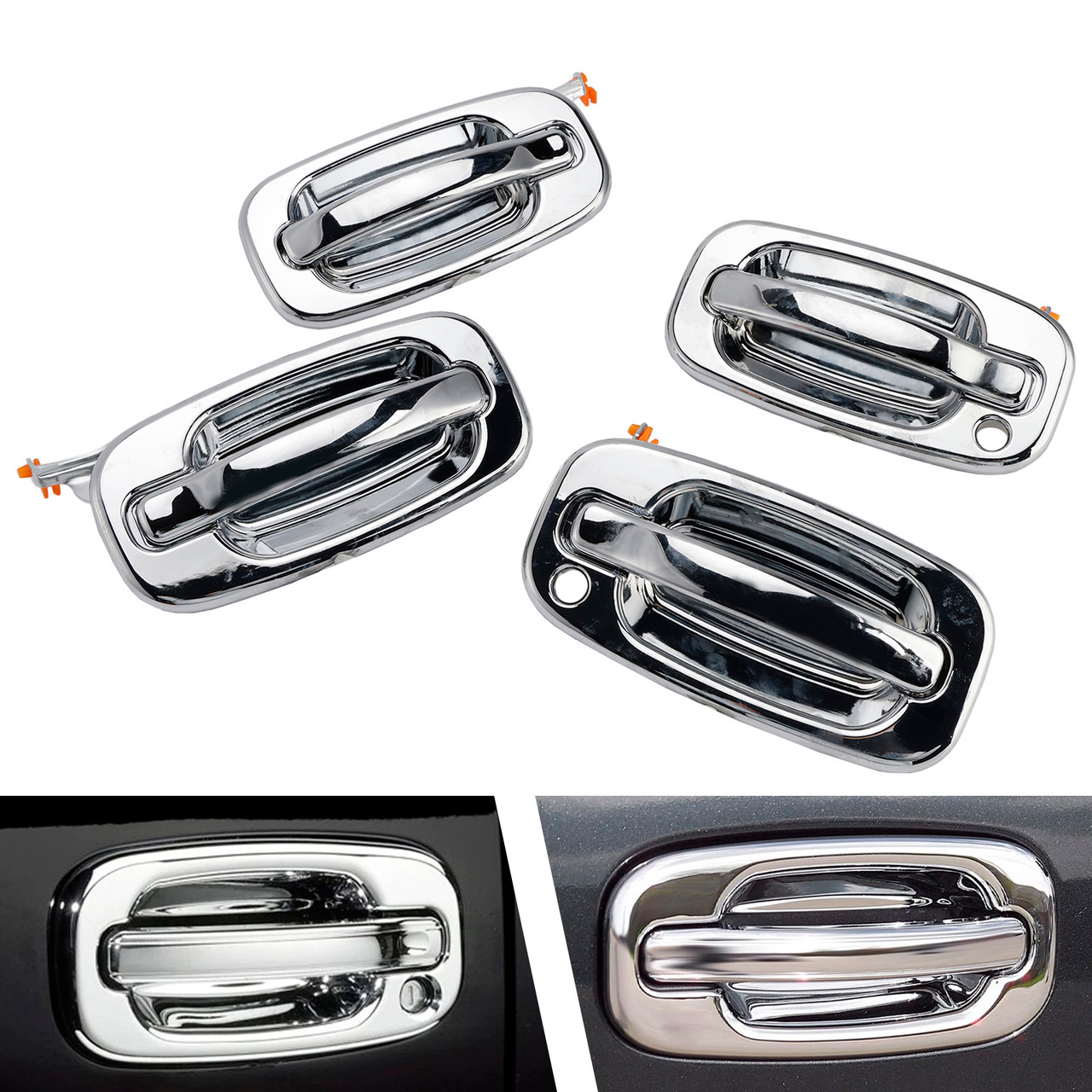 2001-2007 GMC Sierra 1500 2500 3500 4PCs Front Exterior Door Handle Set Chrome 15745149 Generic
