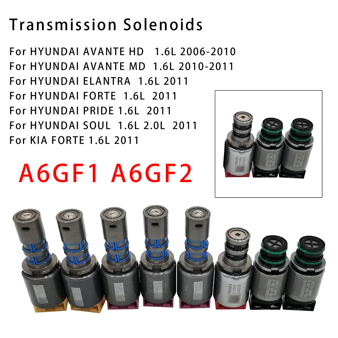 2011 HYUNDAI ELANTRA FORTE PRIDE SOUL 8PCS A6GF1 A6GF2 Transmission Solenoids Kit Generic