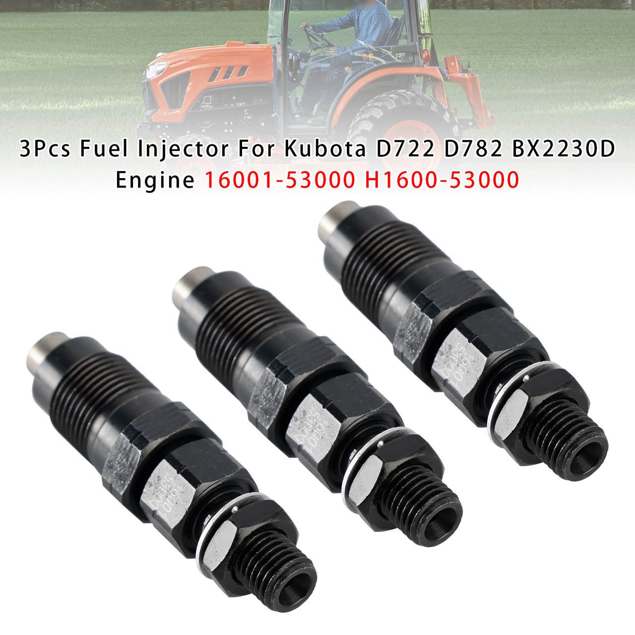 Kubota D722 D782 BX2230D Engine 3Pcs Fuel Injector 16001-53000 H1600-53000 Generic