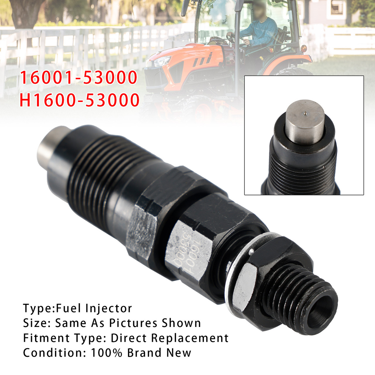 Kubota D722 D782 BX2230D Engine 1Pcs Fuel Injector 16001-53000 H1600-53000 Generic