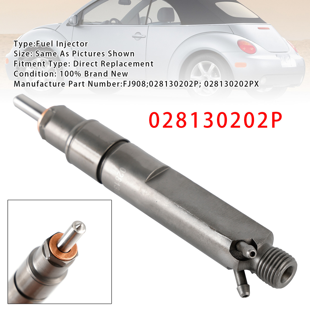 2000-2005 Volkswagen Golf Jetta Beetle 1.9L Diesel 1Pcs Fuel Injector 028130202P Generic