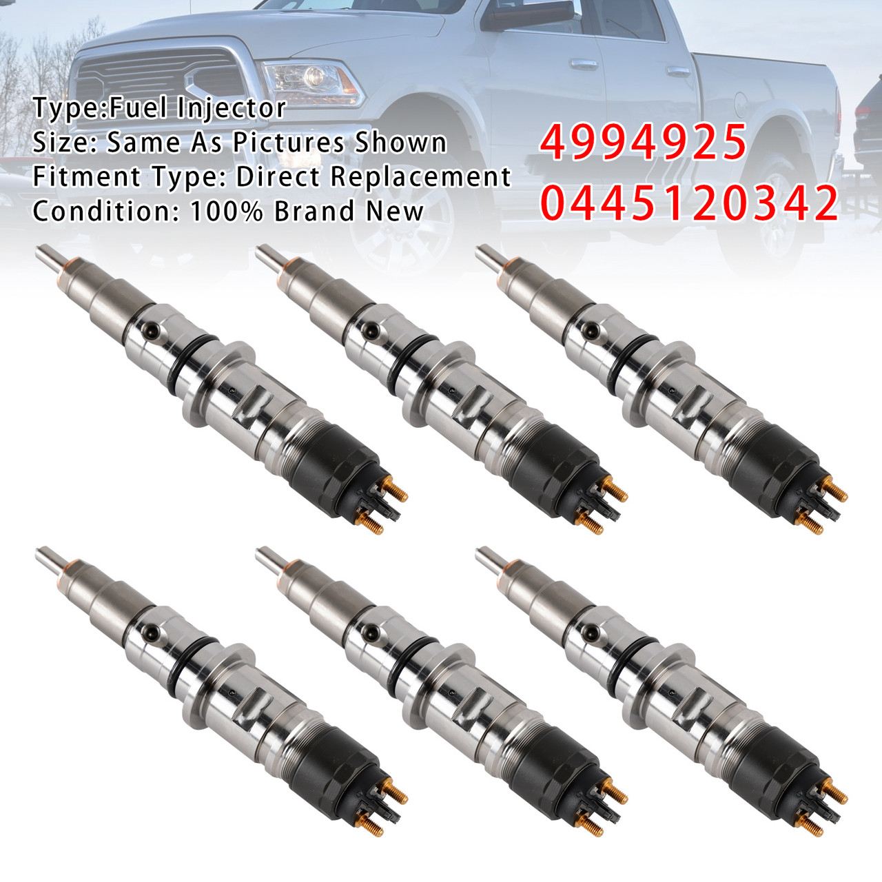 2013-2018 Dodge Ram 6.7L 6Pcs Fuel Injector 4994925 Generic