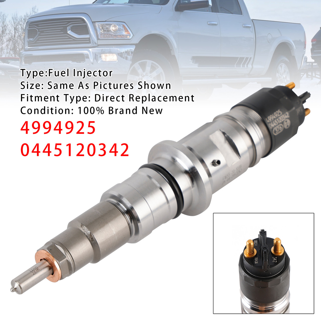 2013-2018 Dodge Ram 6.7L 1Pcs Fuel Injector 4994925 0445120342 Generic