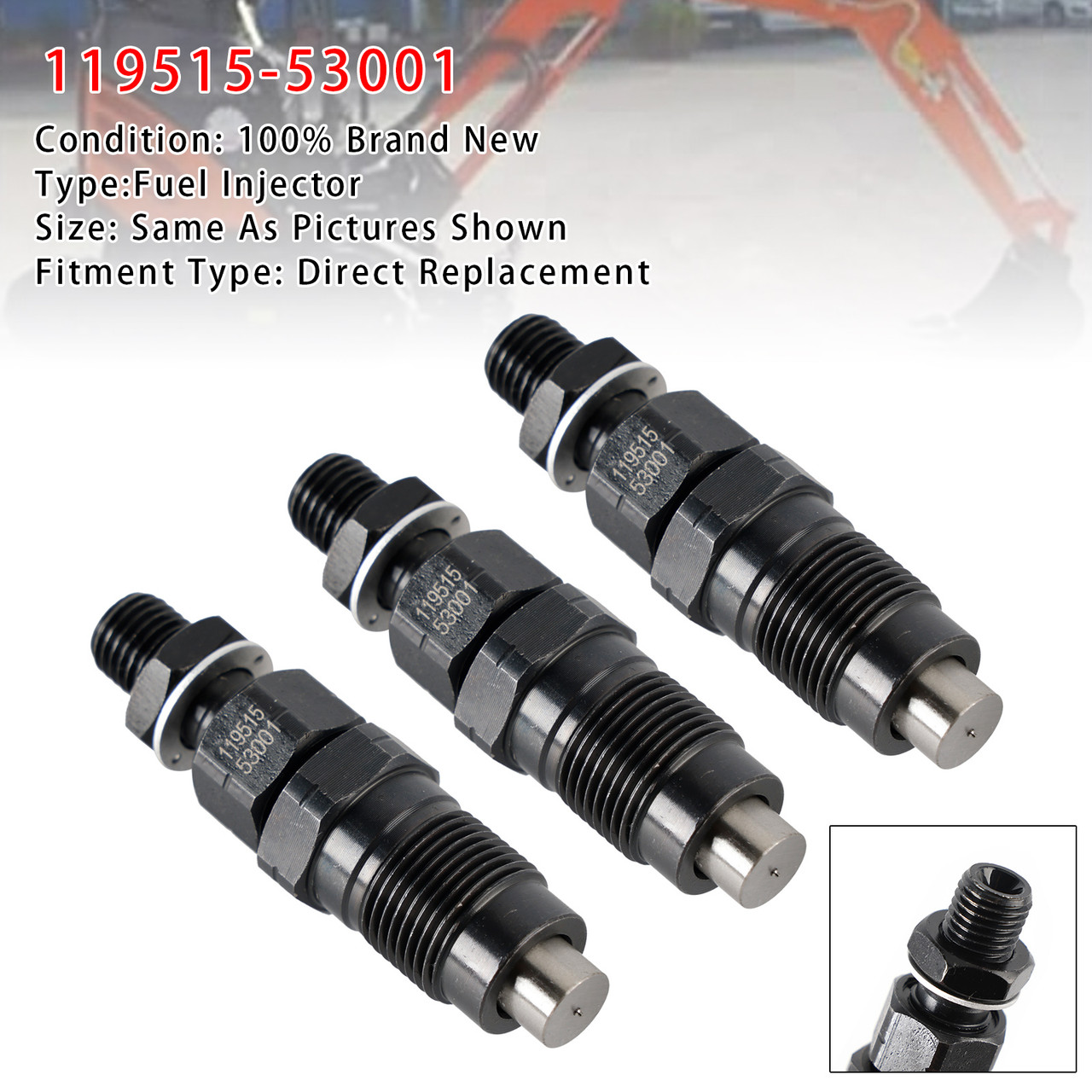 Yanmar 3TNV70 3YM20 3YM30 2YM15 Engines 3Pcs Fuel Injector 119515-53001 Generic