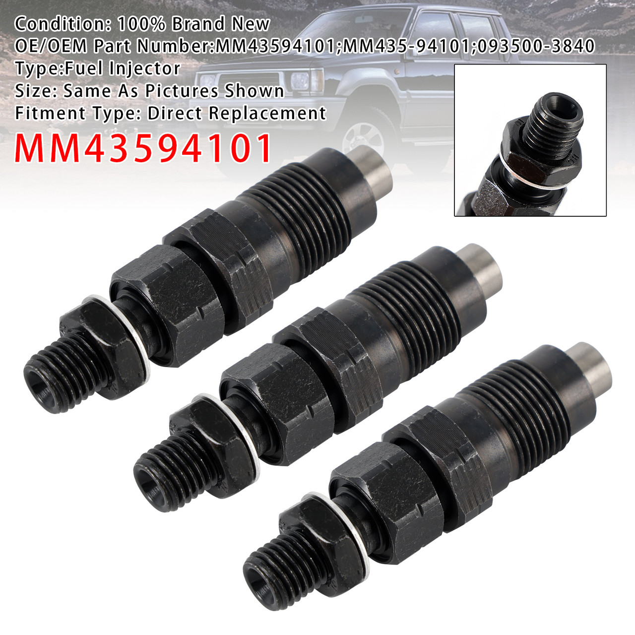 Mitsubishi L2E L3E S3L S4L S3L2 S4L2 S4S Diesel engine 3Pcs Fuel Injector MM43594101 Generic