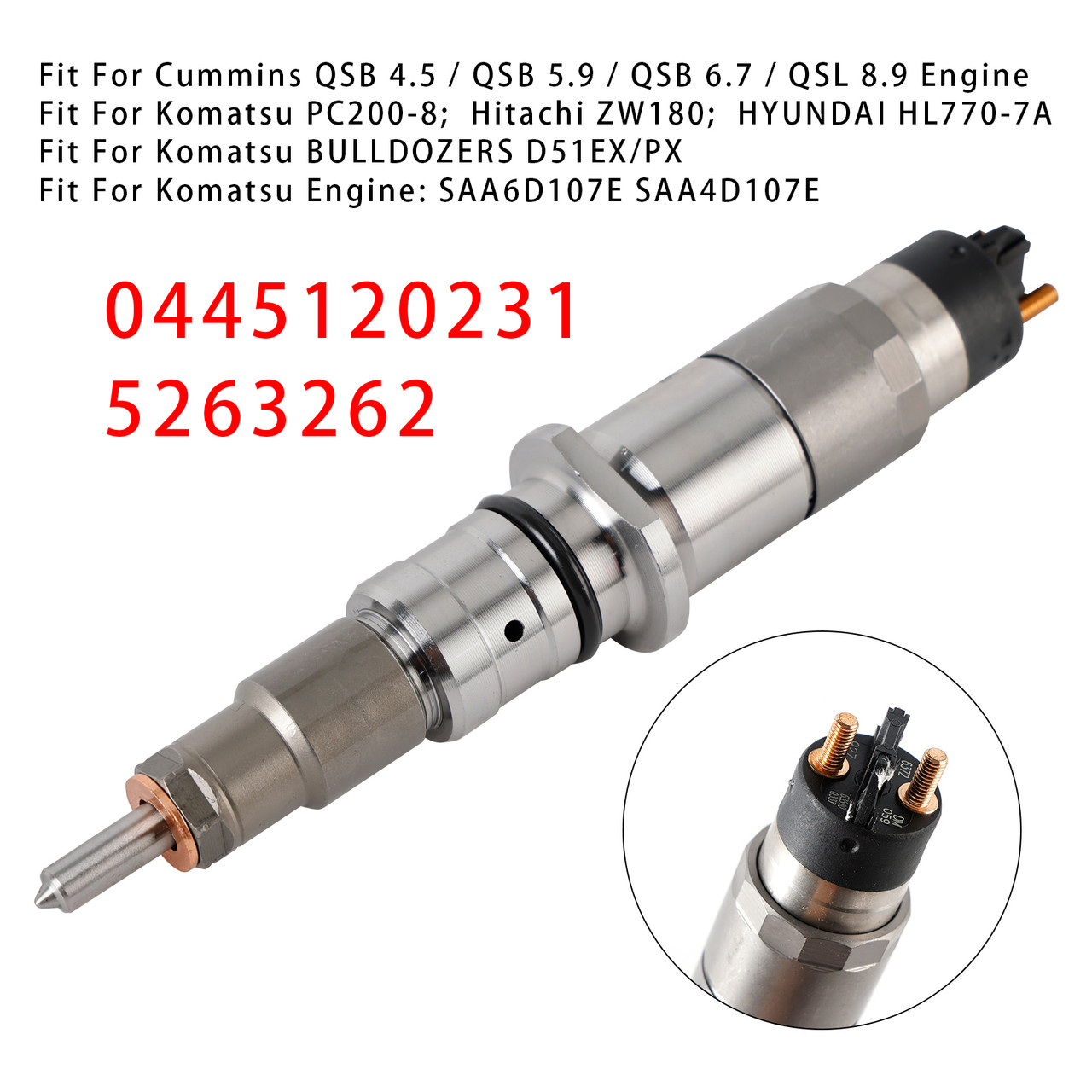 Komatsu PC200-8 Cummins Engine QSB6.7 1Pcs Fuel Injector 0445120059 Generic