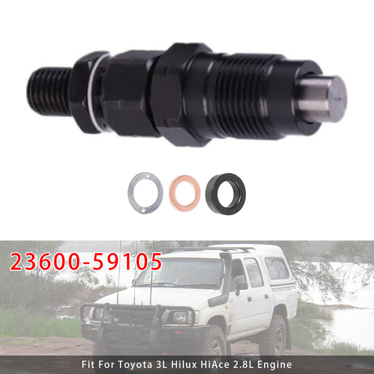 Toyota 3L Hilux Hiace 2.8L Engine 6Pcs Fuel Injector 23600-59105 Generic