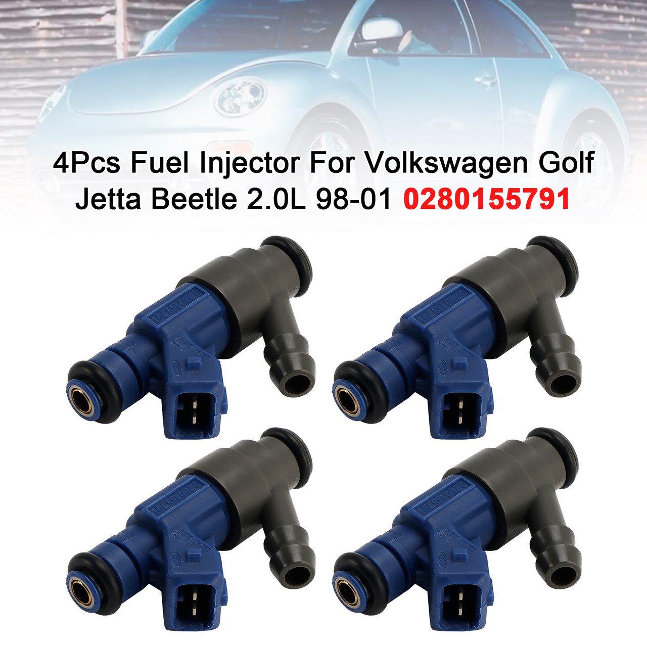 1998-2001 Volkswagen Beetle Golf Jetta 4Pcs Fuel Injector 0280155791 Generic