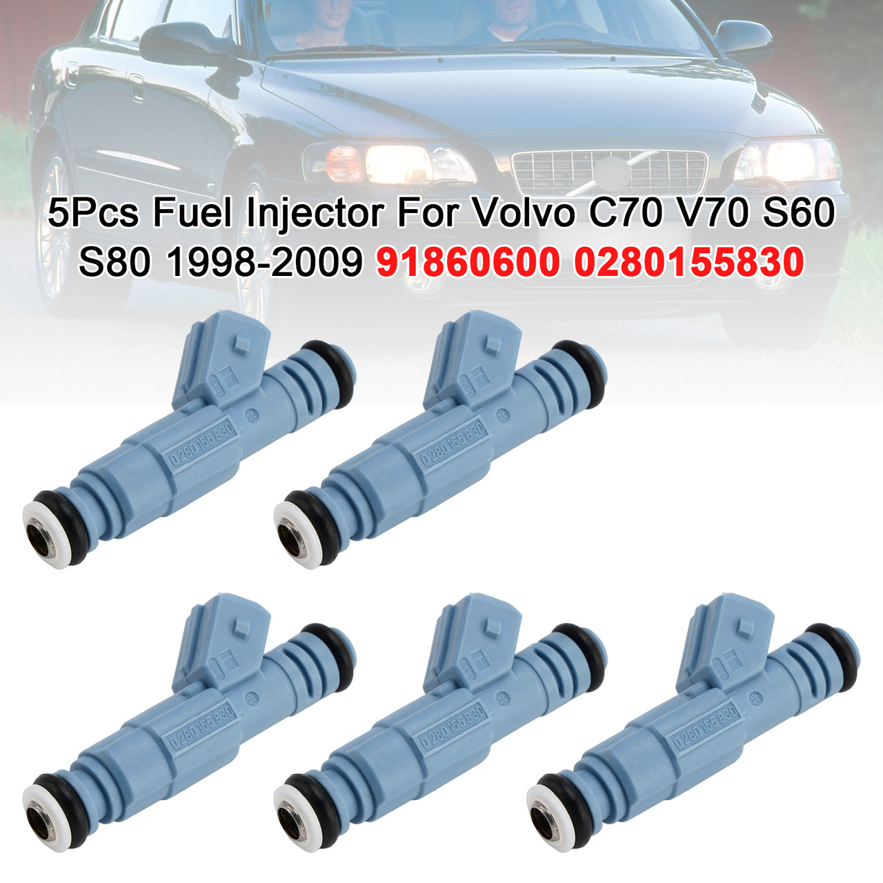 1998-2000 Volvo V70 I II 5Pcs Fuel Injector 91860600 Generic