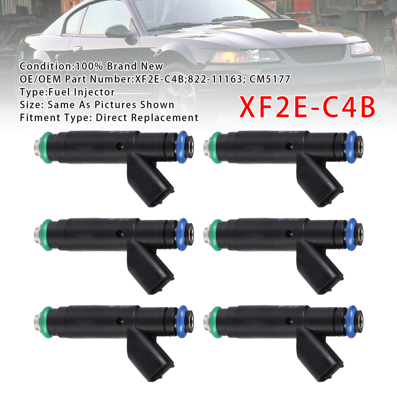 2002-2004 Ford Taurus Ranger V6 3.0L 6Pcs Fuel Injector XF2E-C4B Generic