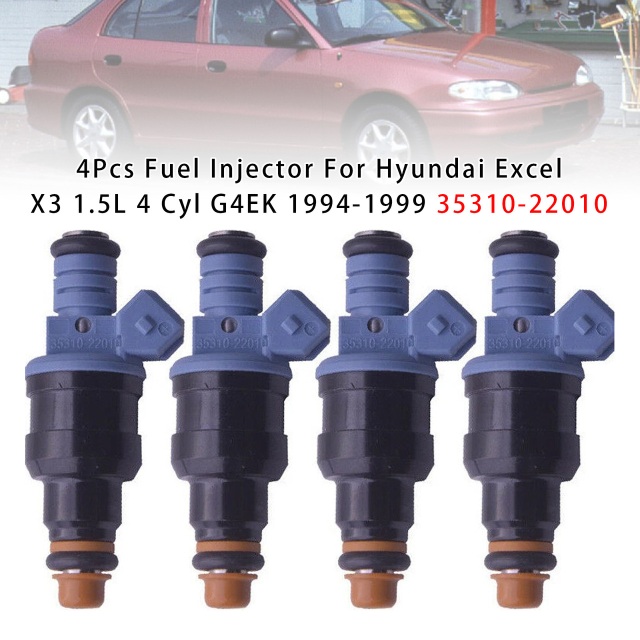1994-1998 Hyundai Excel X3 1.5L 4 Cyl 4Pcs Fuel Injector 35310-22010 Generic