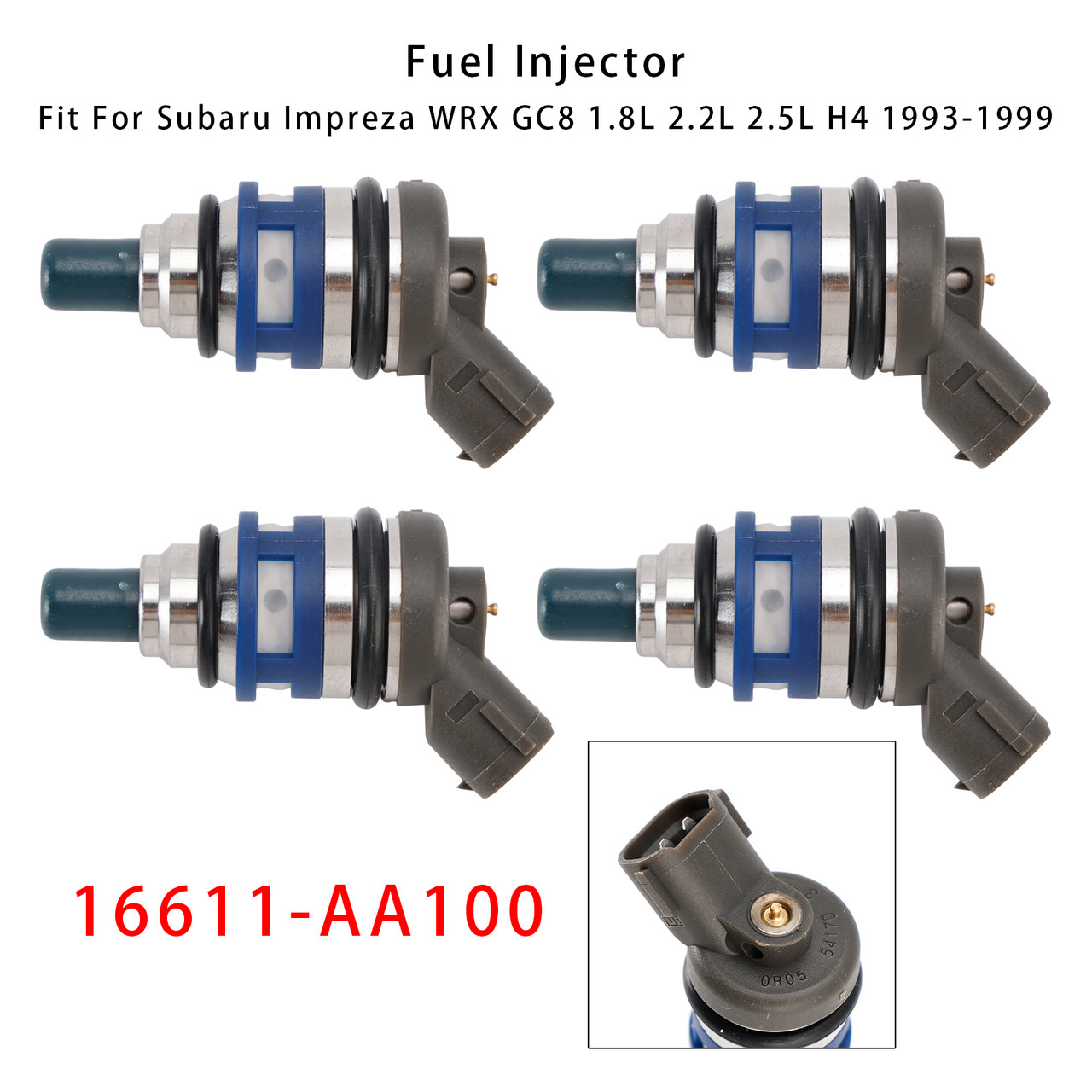 1993-1999 Subaru Impreza WRX GC8 1.8L 2.2L 2.5L H4 4Pcs Fuel Injector 16611-AA100 Generic