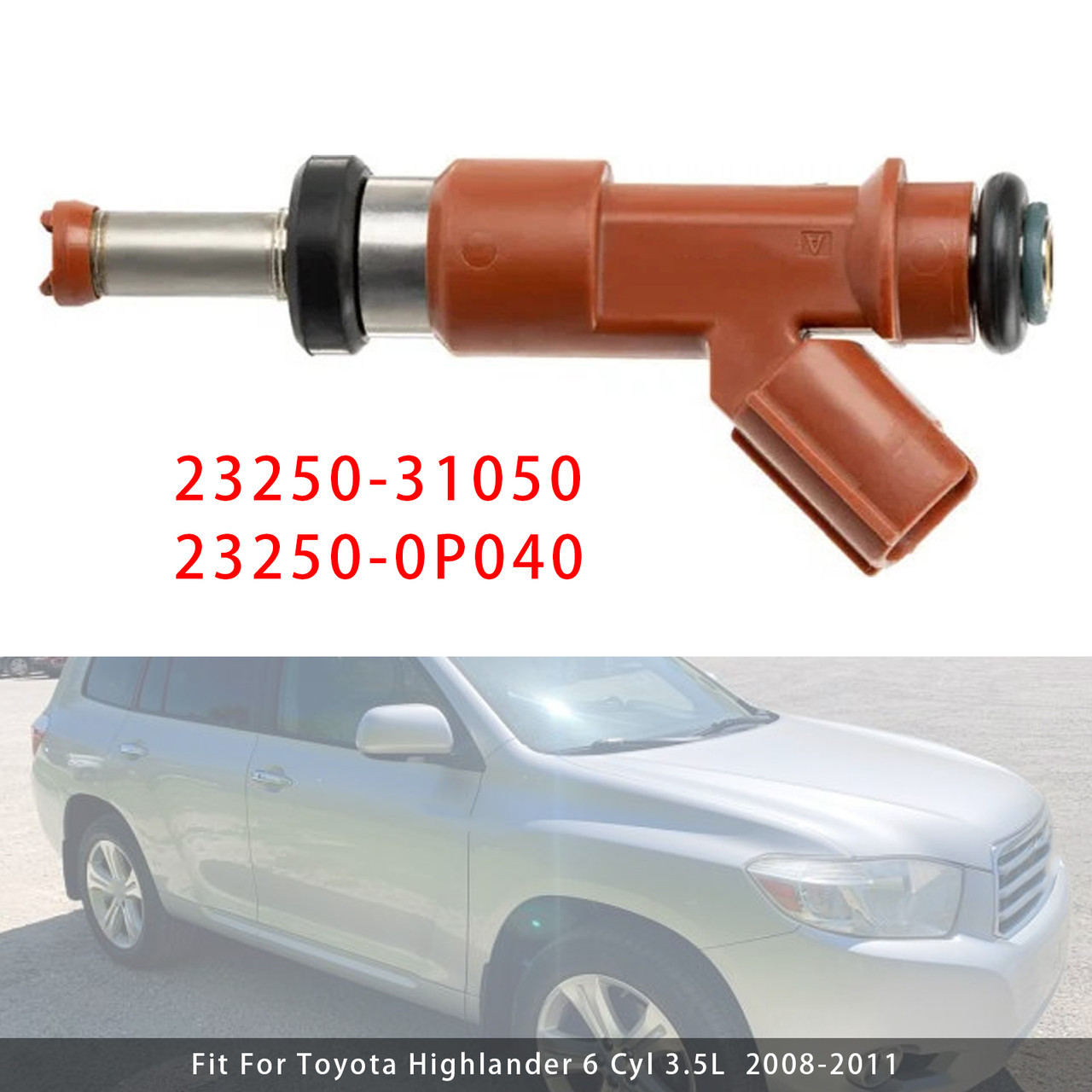 2009-2017 Toyota Venza 6 Cyl 3.5L 1Pcs Fuel Injector 23250-31050 Generic