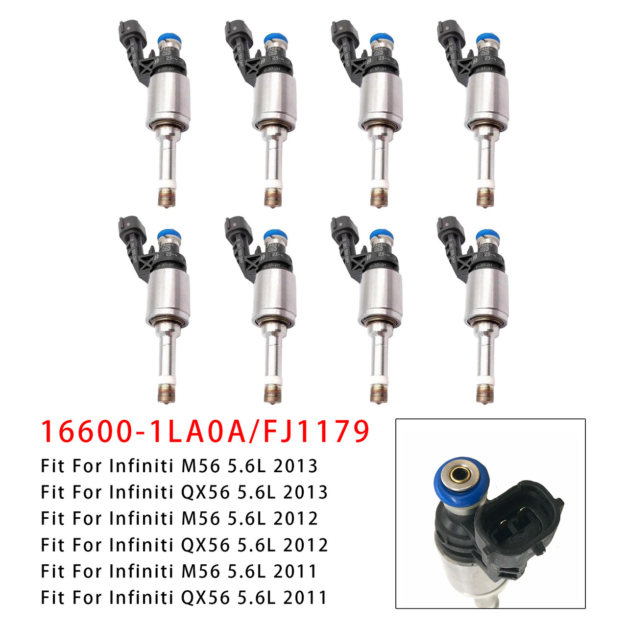 2011-2017 Infiniti Q70 QX80 QX56 M56 8Pcs Fuel Injector 16600-1LA0A FJ1179 Generic