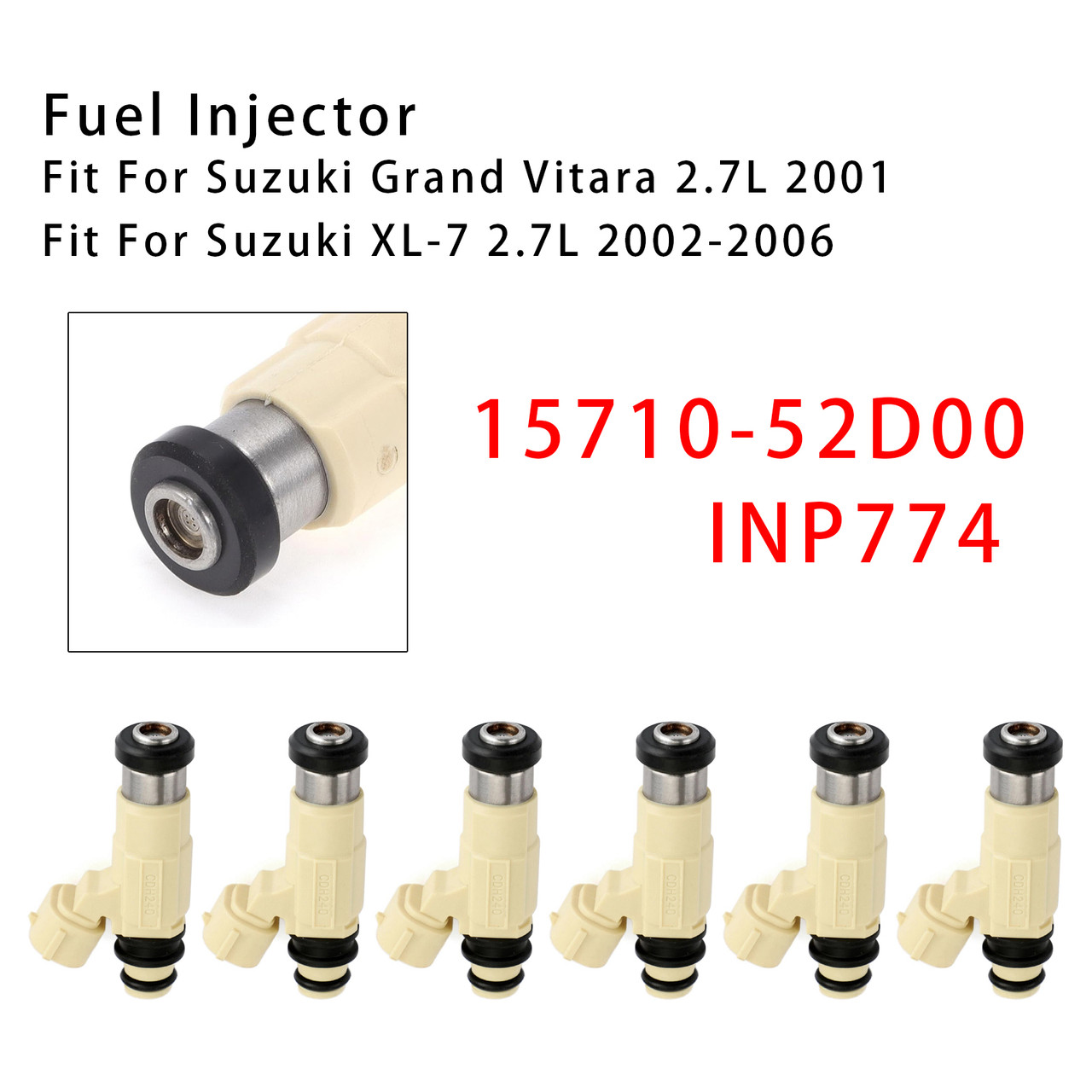 2002-2006 Suzuki XL-7 2.7L 6Pcs Fuel Injector 15710-52D00 INP774 Generic