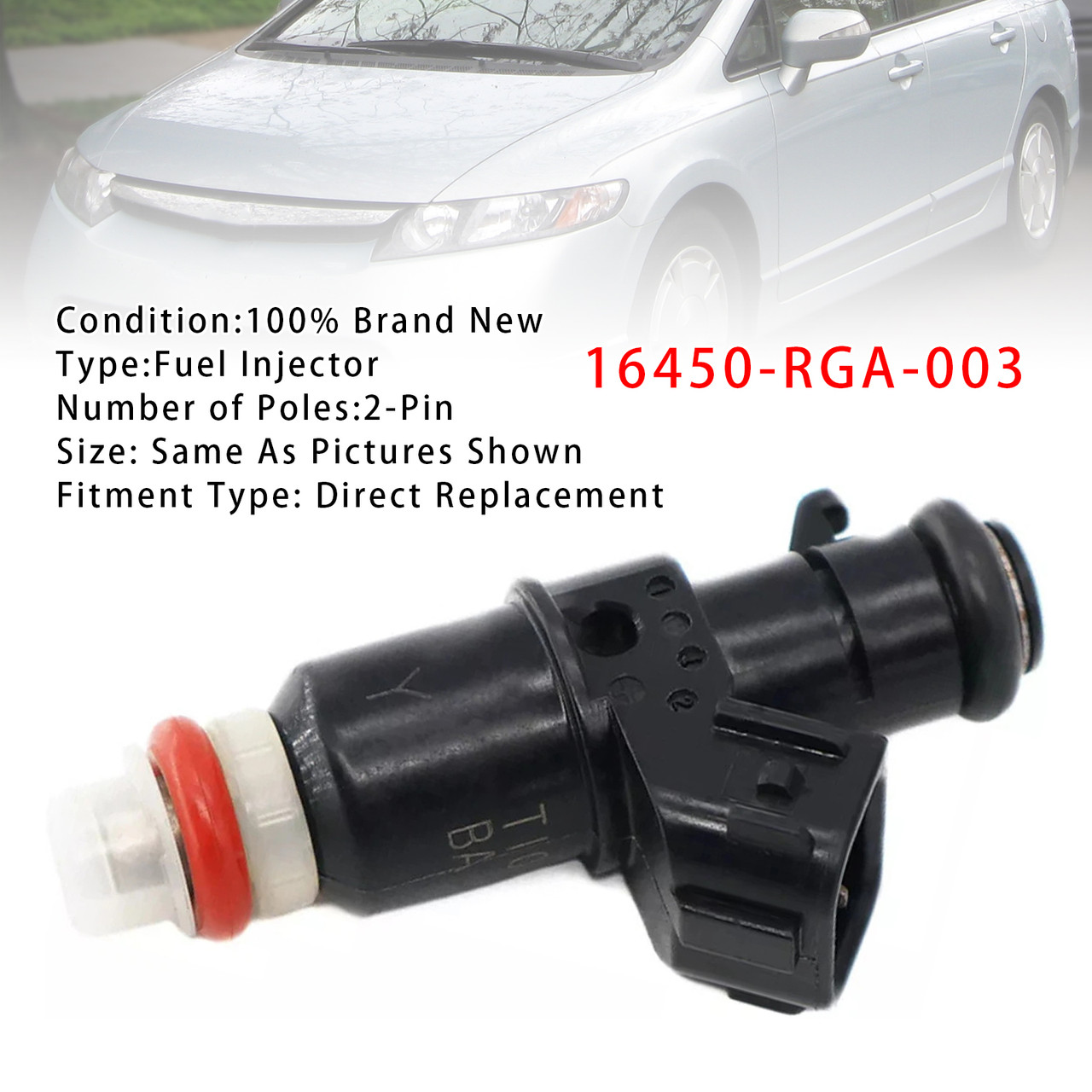 2010-2014 Honda Insight Hybrid 1.3L 1Pcs Fuel Injector 16450-RGA-003 Generic