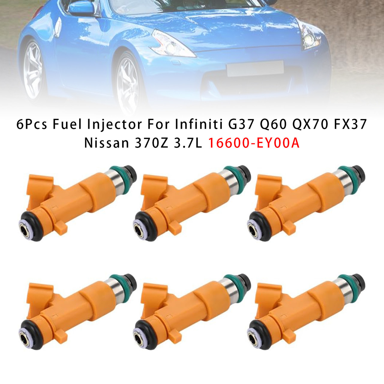 2014-2019 Infiniti QX70 QX50 Q70 3.7L V6 6Pcs Fuel Injector 16600-EY00A Generic