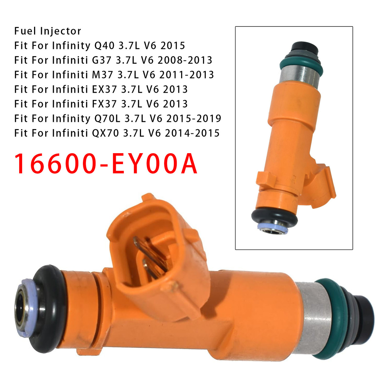 2008-2015 Infiniti Q60 Q40 G37 M37 3.7L V6 1Pcs Fuel Injector 16600-EY00A Generic