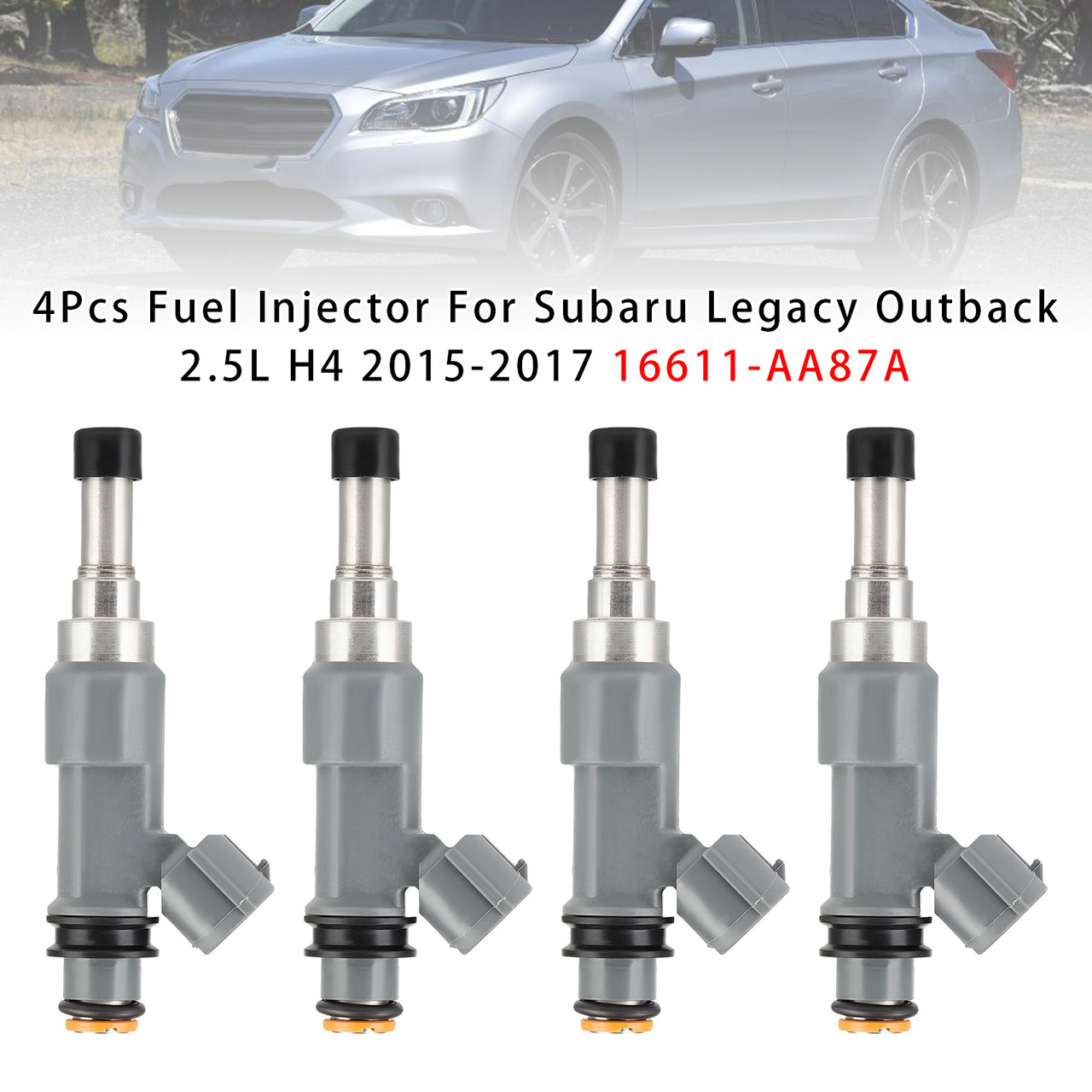 2015-2017 Subaru Legacy 2.5L H4 4Pcs Fuel Injector 16611-AA87A Generic