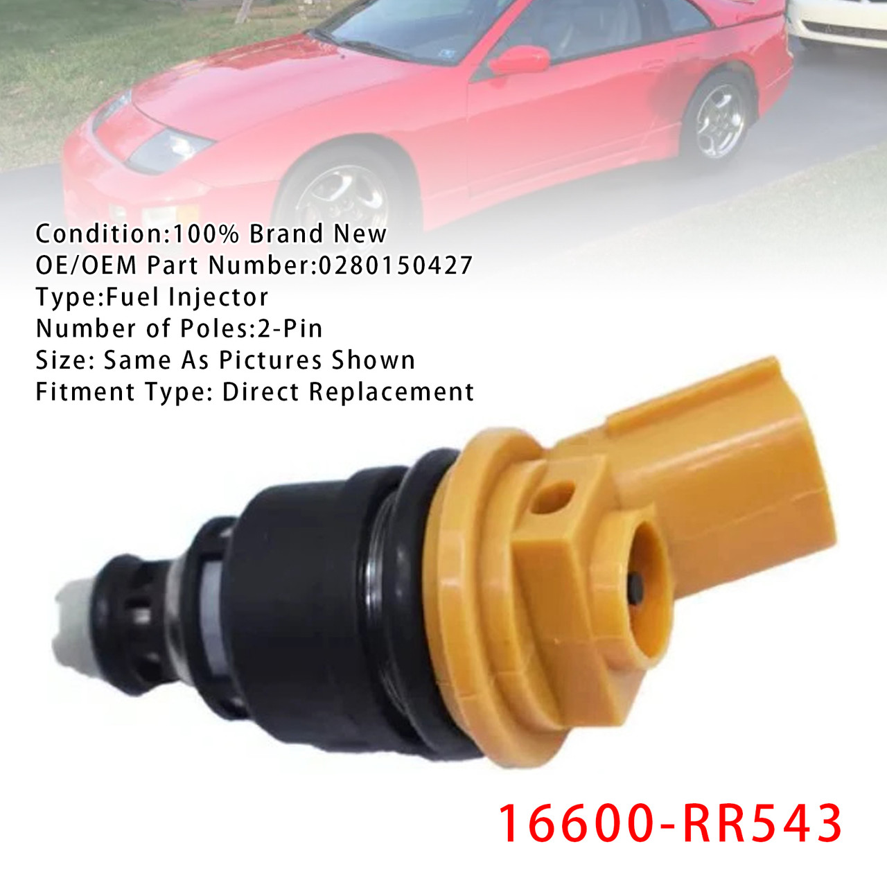 1990-1996 Nissan 300ZX Twin Turbo 3.0L V6 1Pcs Fuel Injector 16600-RR543 Generic