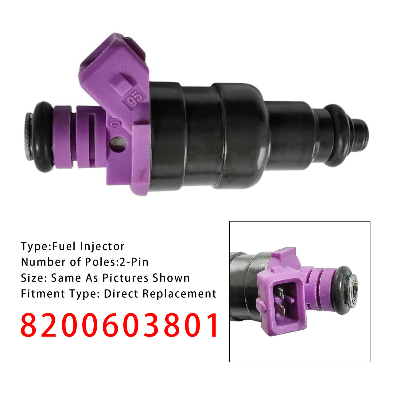 1993-2014 Renault Clio Kangoo Twingo 1.1 1.2 1.6 1Pcs Fuel Injector 8200603801 873774 Generic