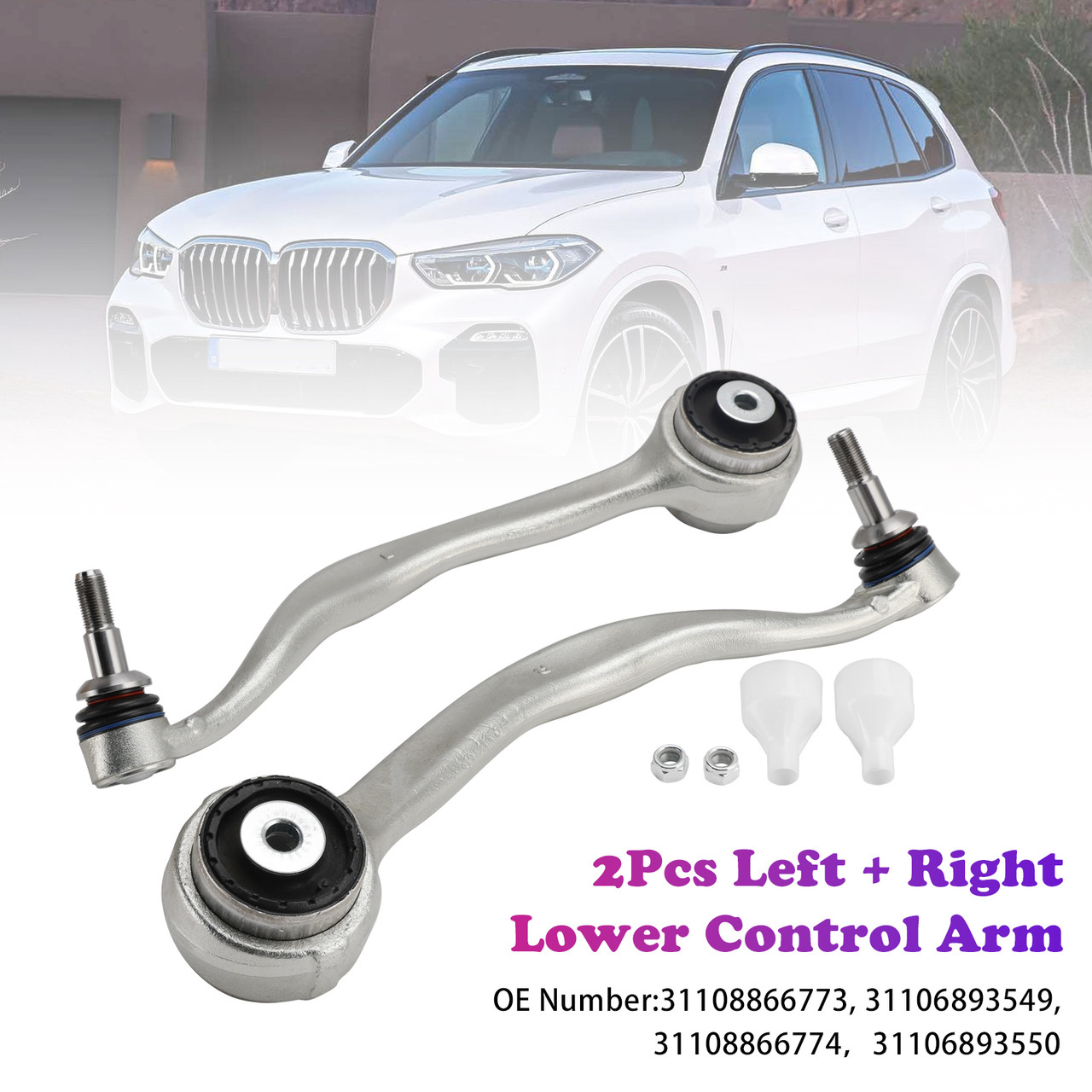 2019-2024 BMW X5 G05 X6 G06 X7 G07 2Pcs Left + Right Lower Control Arm 31108866773 Generic