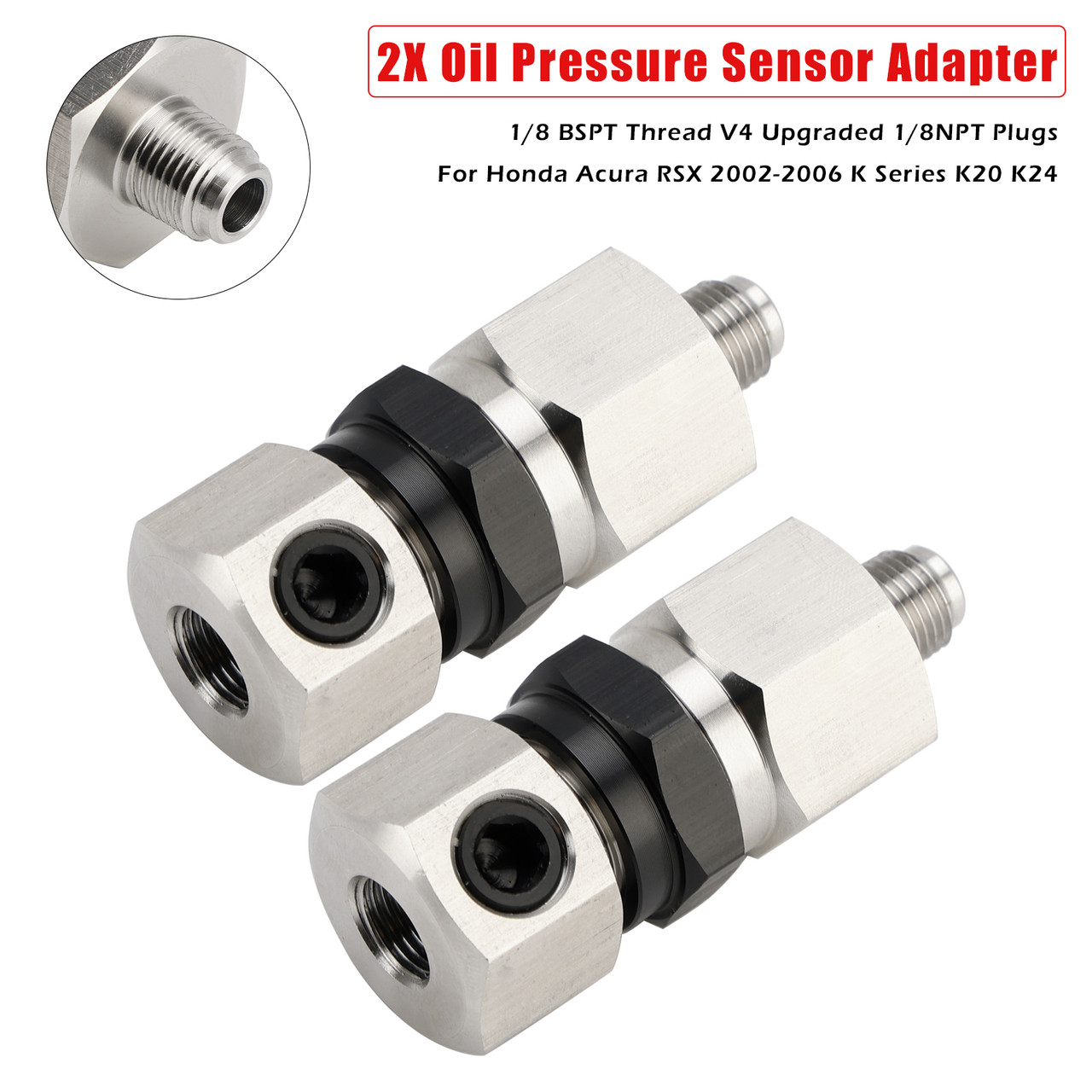 2002-2006 Honda Acura RSX K Series K20 K24 2x Oil Pressure Sensor Adapter Generic