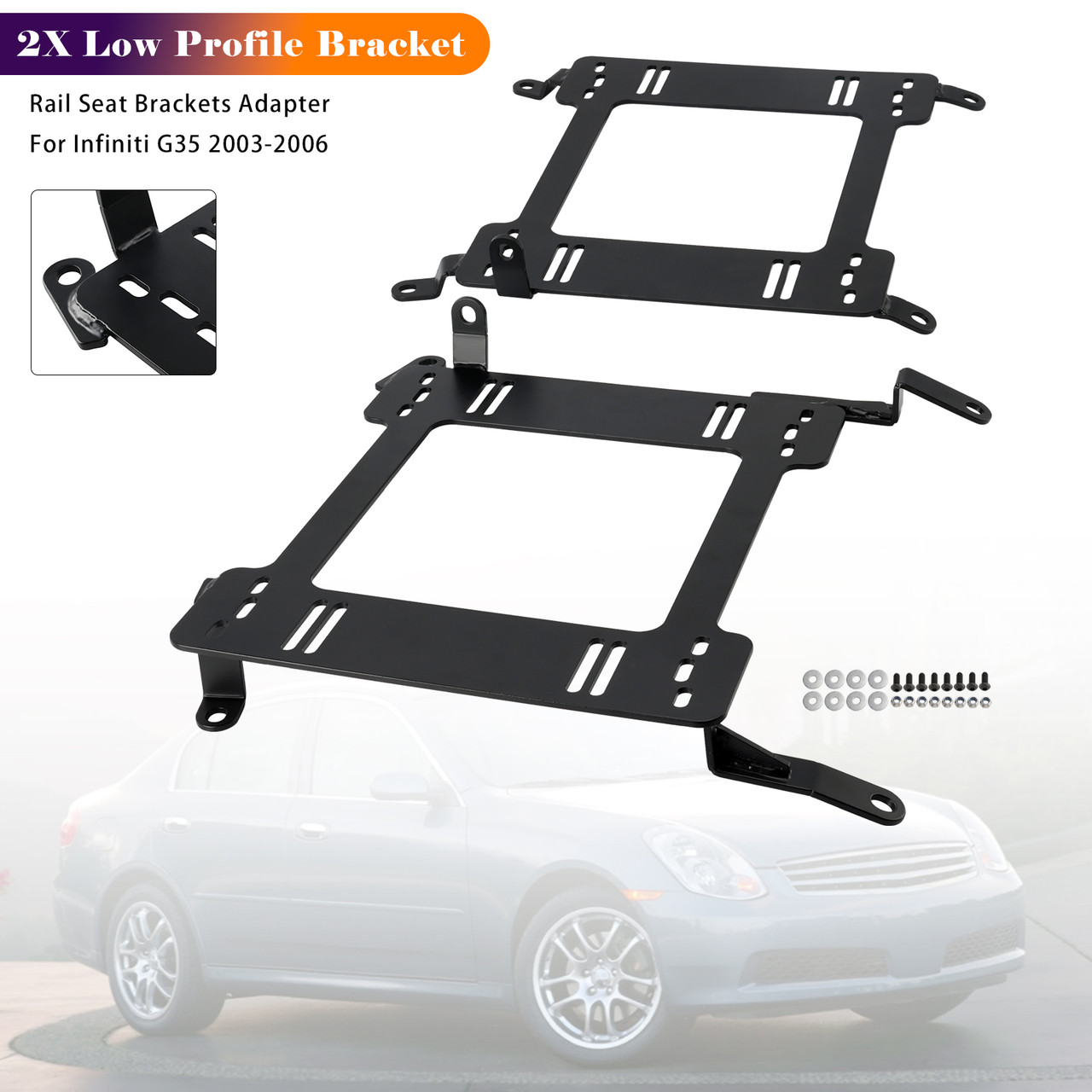 2003-2006 Infiniti G35 2X Low Profile Bracket Rail Seat Brackets Adapter Generic