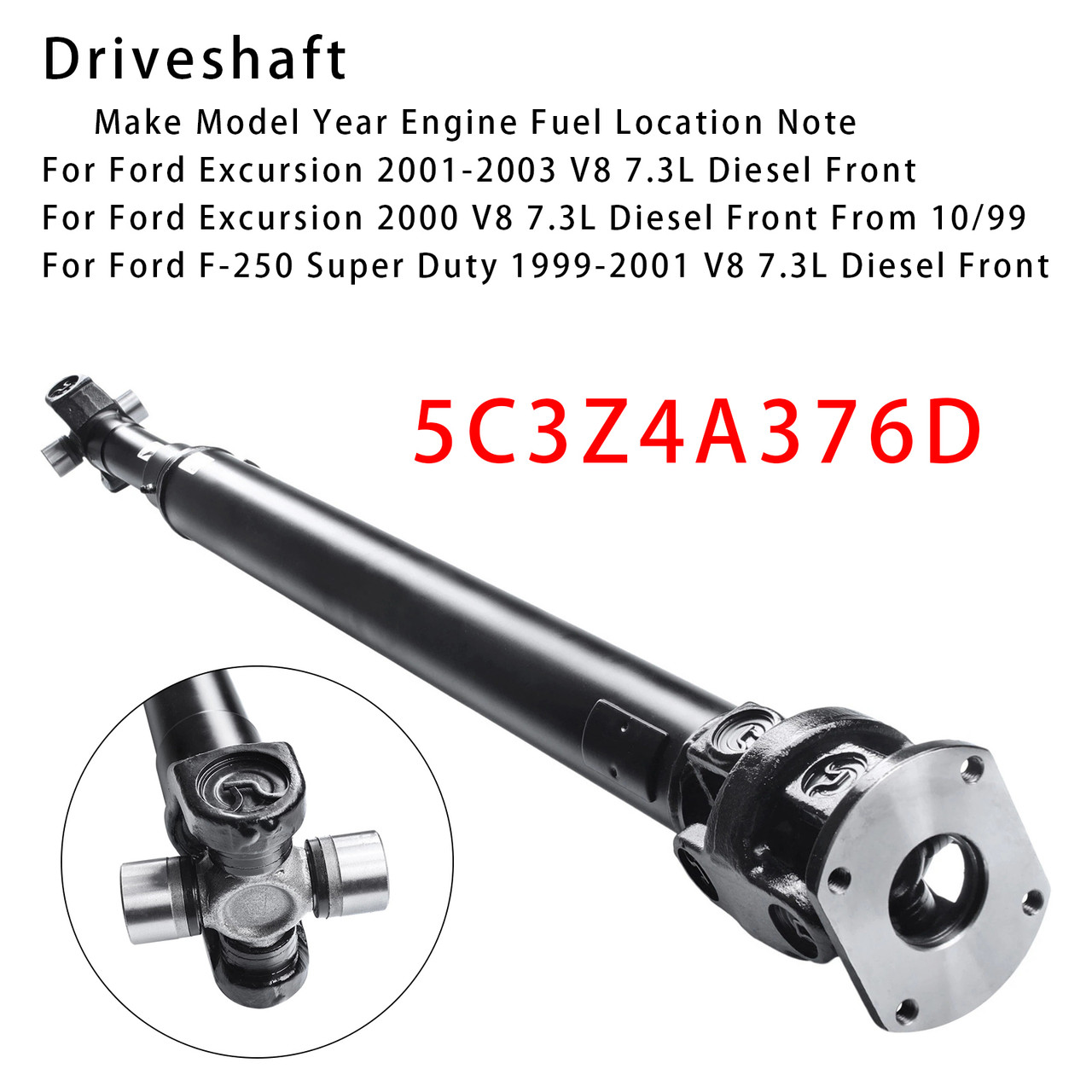 1999-2001 Ford F-250 F-350 Super Duty V8 7.3L Front Driveshaft Assembly 5C3Z4A376D Generic