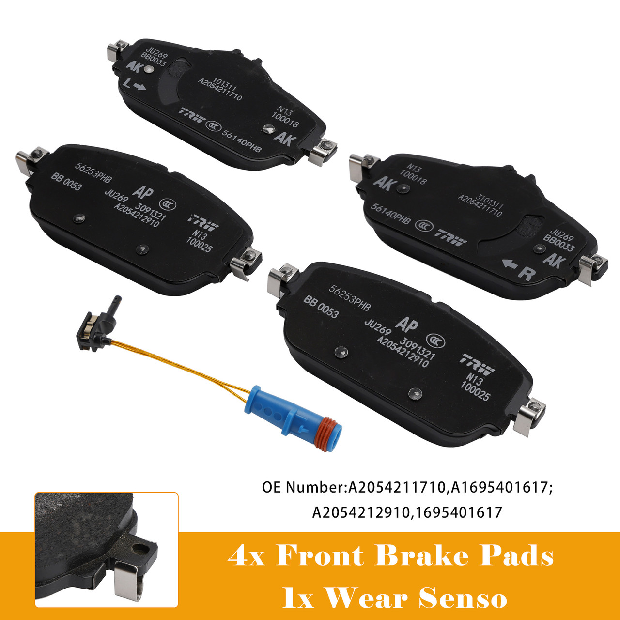 Mercedes-Benz E-Class 213 With Wear Sensor Front Brake Pads A0004208903 Generic