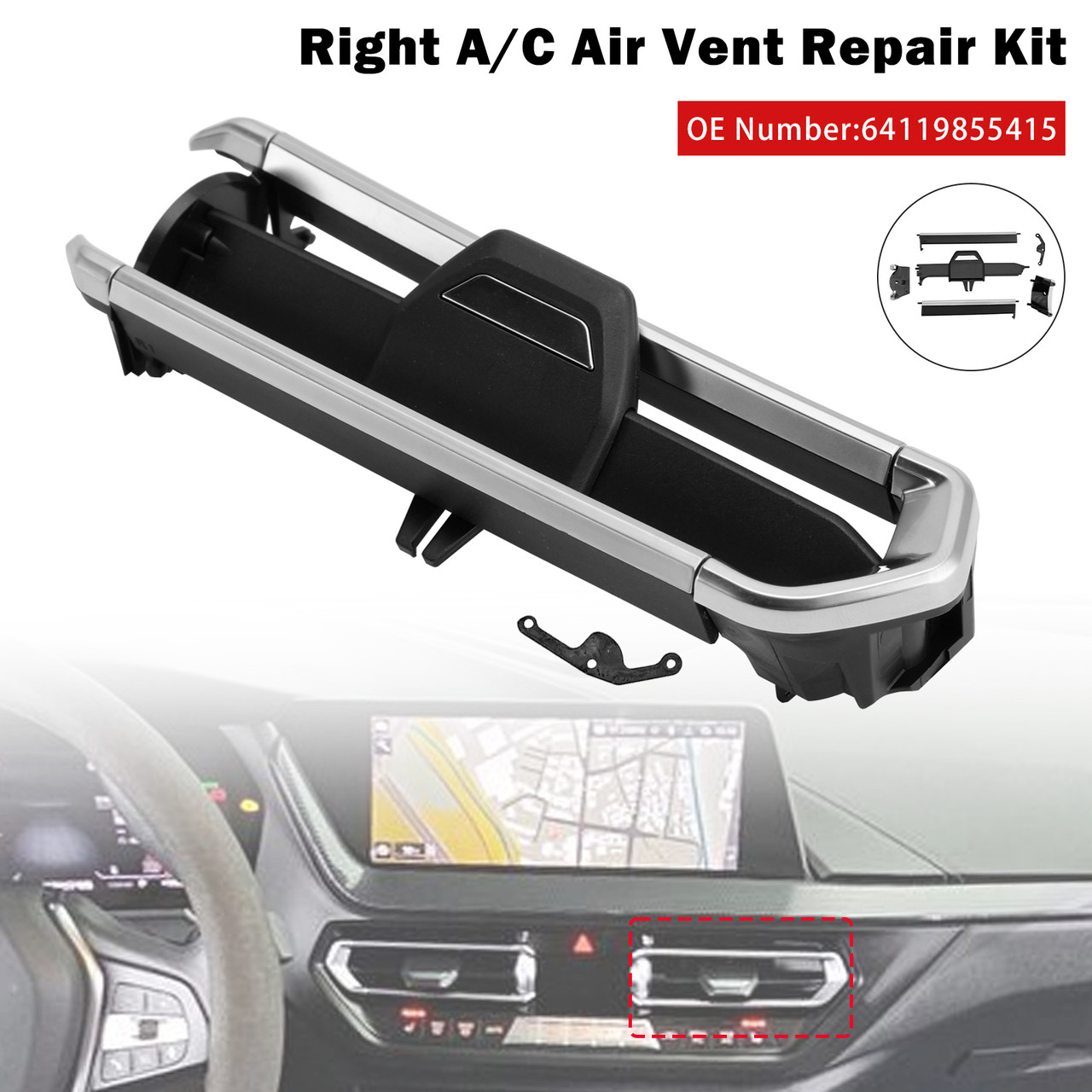 2022 BMW X3 X4 G01 G02 Right A/C Air Vent Repair Kit 64119855415 Generic
