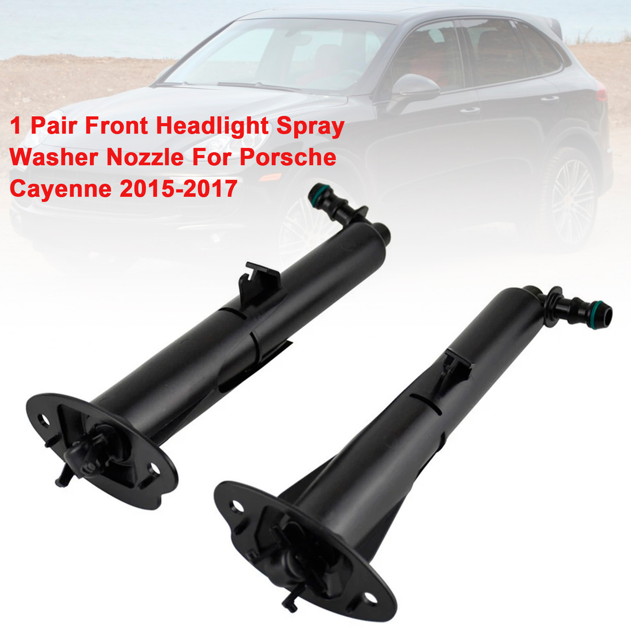 2015-2017 Porsche Cayenne 1 Pair Front Headlight Spray Washer Nozzle 95862816110 95862816210 Generic