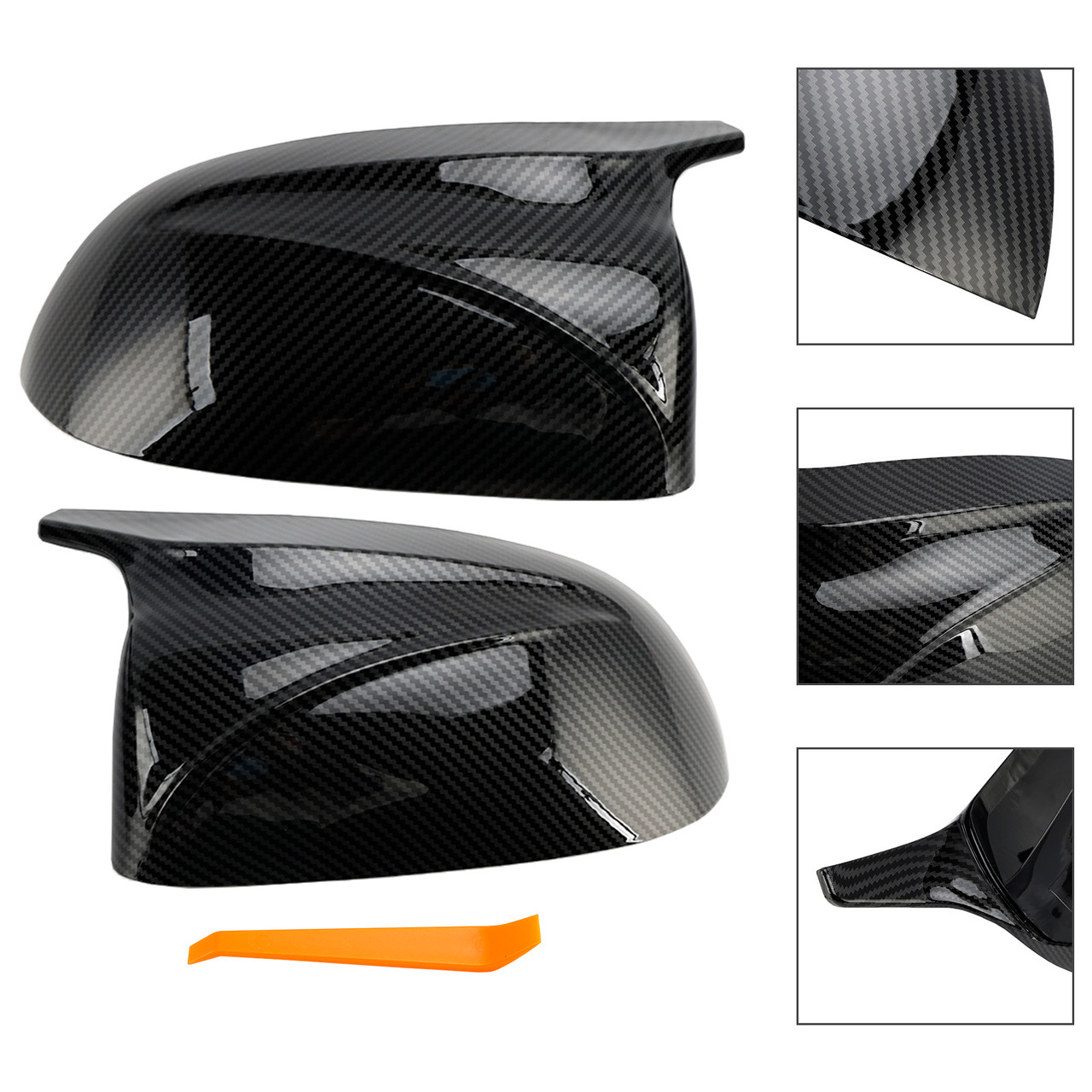 2018-2022 BMW x3/x4/ix3 2Pcs Gloss Carbon Fiber Pattern Door Wing Mirror Cover Generic