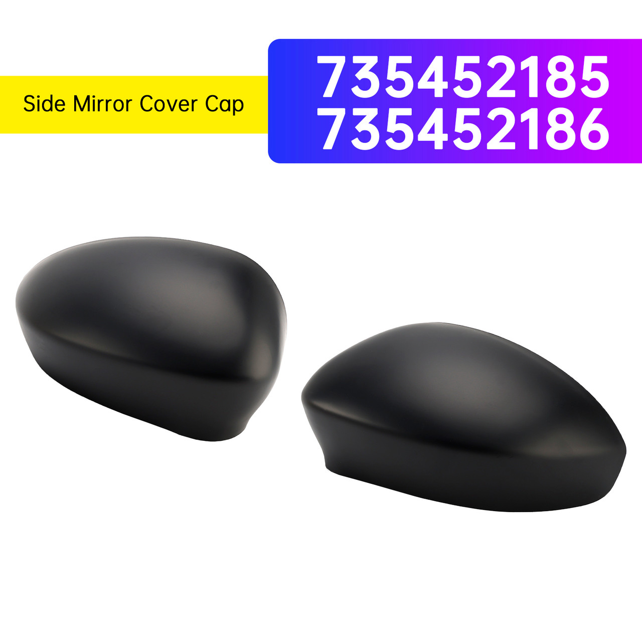 2005-2018 Fiat Grande Punto Dal Pair of Side Mirror Cover Cap 735452185 Generic