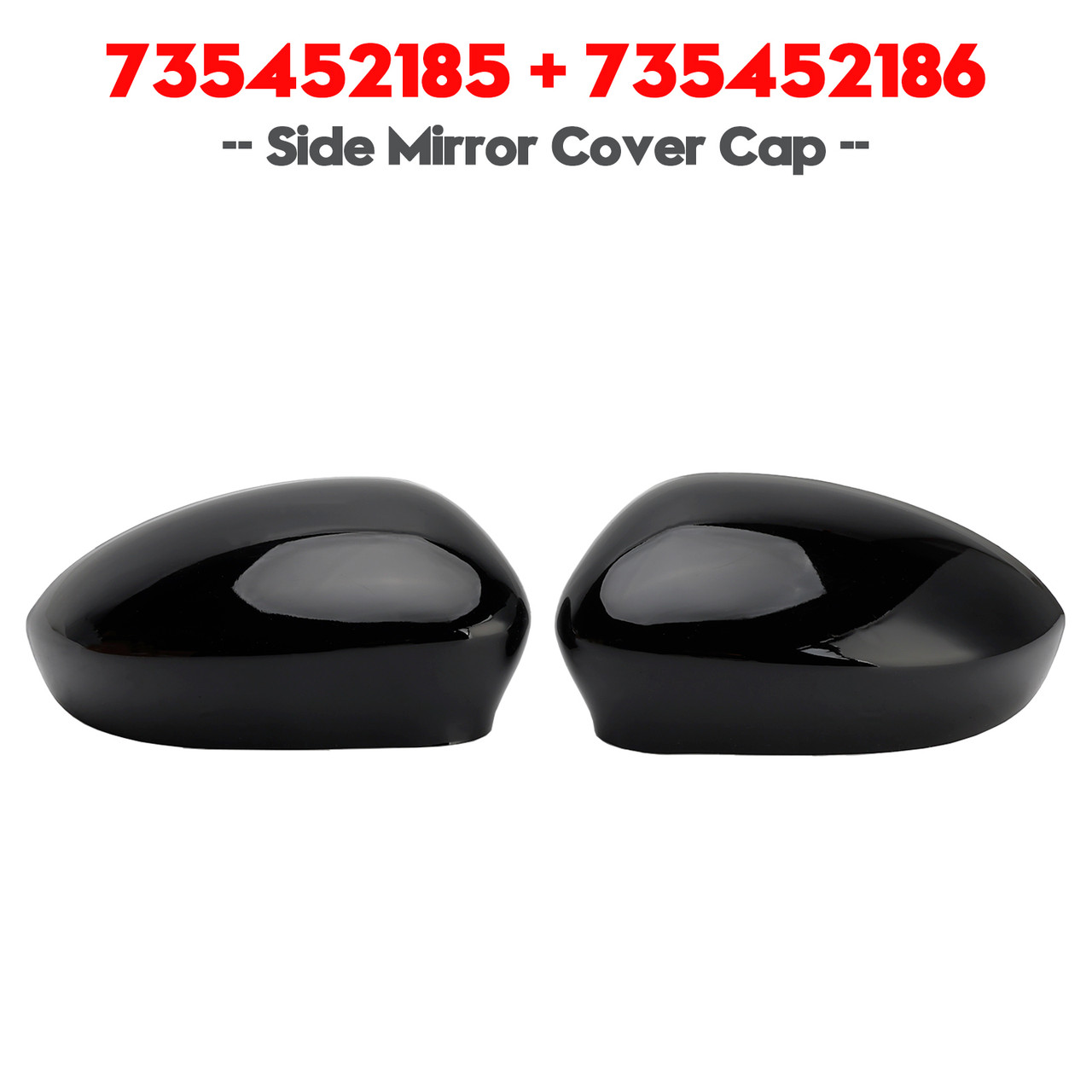 2009 Fiat GGrande Punto Evo Dal Pair of Side Mirror Cover Cap Generic