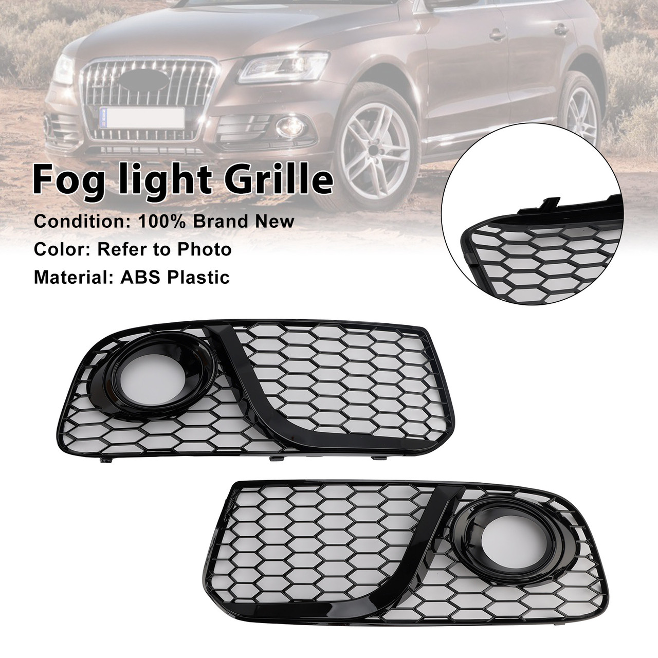 2013-2017 Audi Q5 2* Fog Light Grille 8R0807681M Black Generic