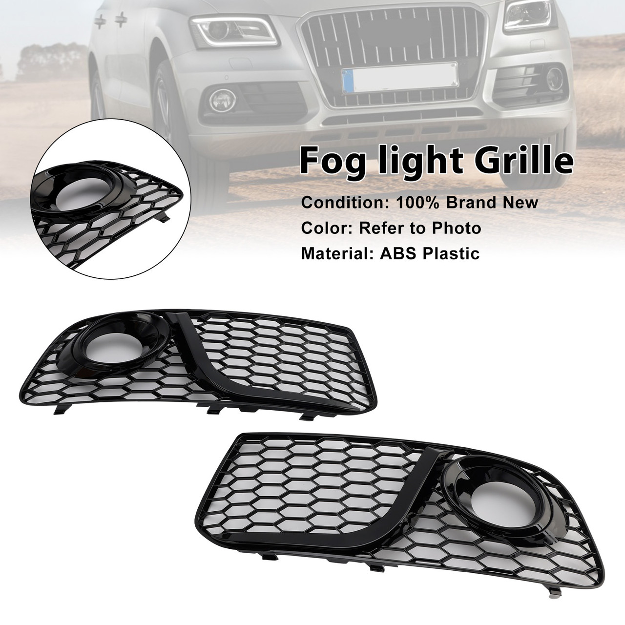 2013-2017 Audi Q5 2* Fog Light Grille 8R0807681M Black Generic