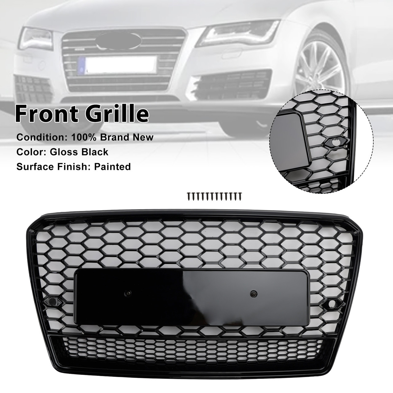 2012-2015 Audi A7/S7 RS7 Style Honeycomb Mesh Front Grille Black