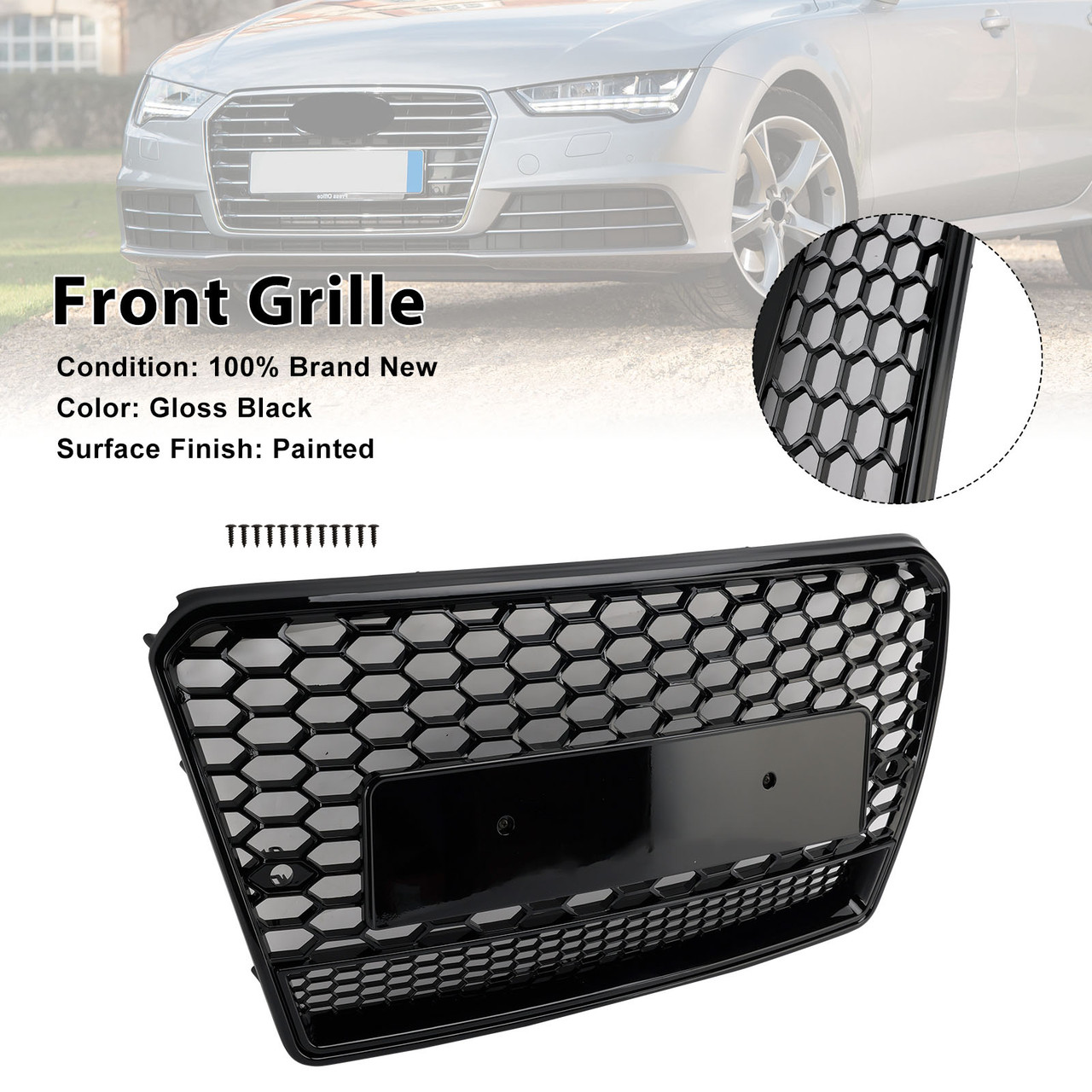 2012-2015 Audi A7/S7 RS7 Style Honeycomb Mesh Front Grille Black Generic