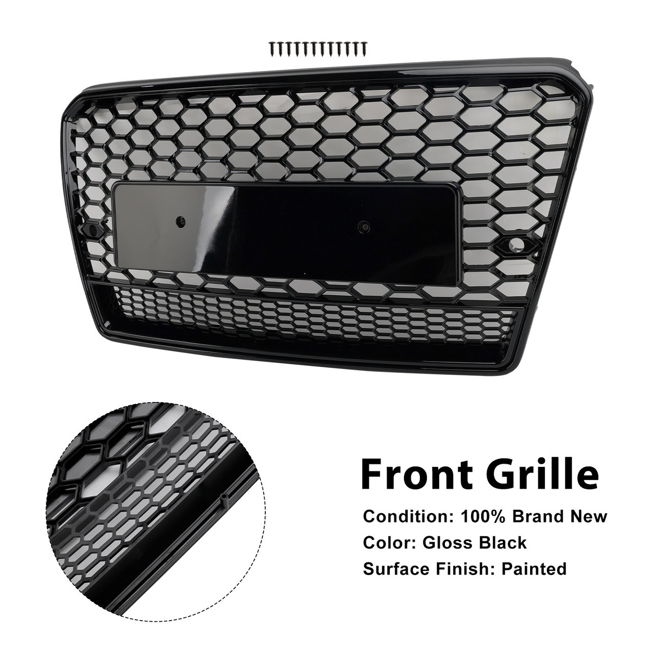 2012-2015 Audi A7/S7 RS7 Style Honeycomb Mesh Front Grille Black Generic